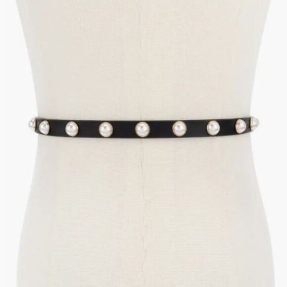 KATE SPADE Women's Faux Pearl Stud Leather Belt - White, Small - Picture 6 of 6